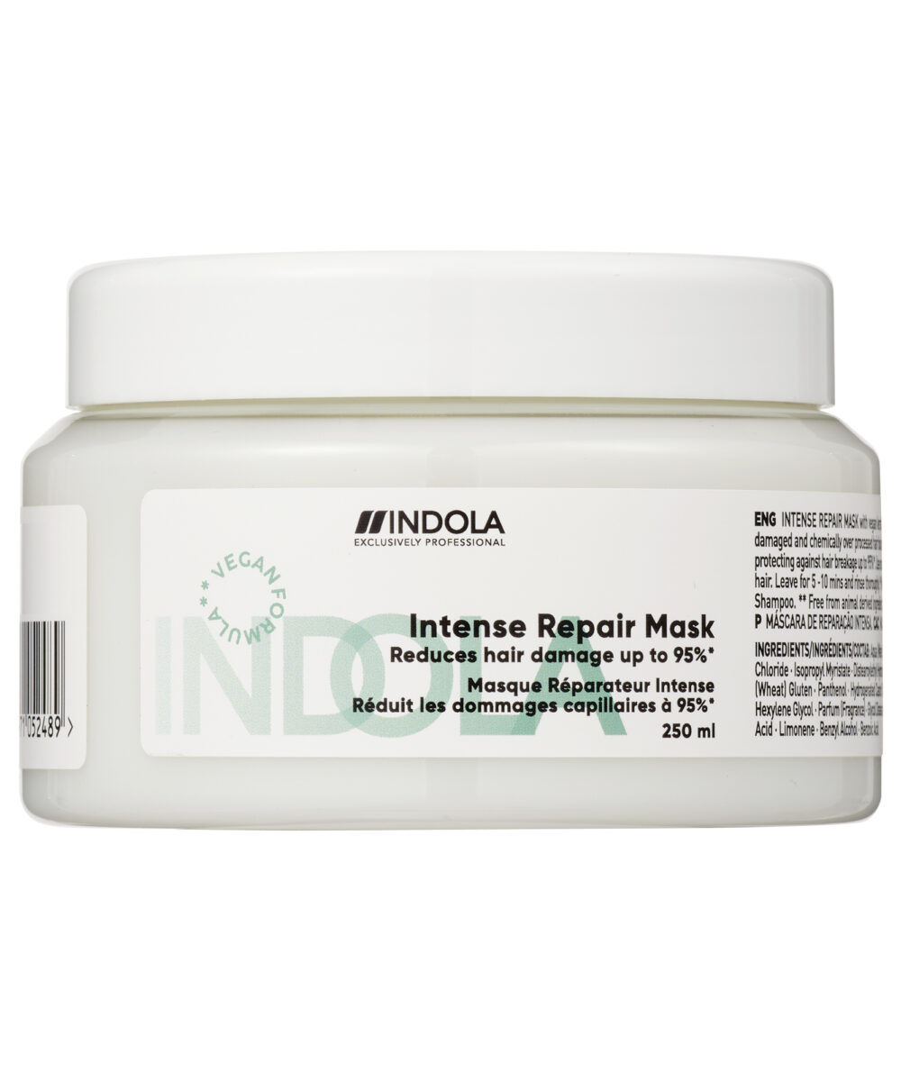 Mascarilla Reparadora Intensiva Indola 250 ml – tratamiento profesional para reparar y fortalecer el cabello dañado