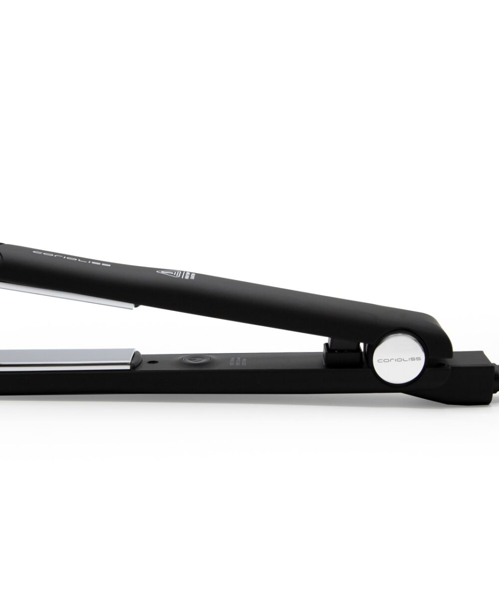 Plancha C-Style Black Soft Touch Corioliss – plancha profesional con placas de titanio y acabado antideslizante