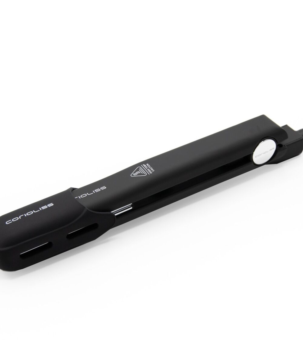 Plancha C-Style Black Soft Touch Corioliss – plancha profesional con placas de titanio y acabado antideslizante