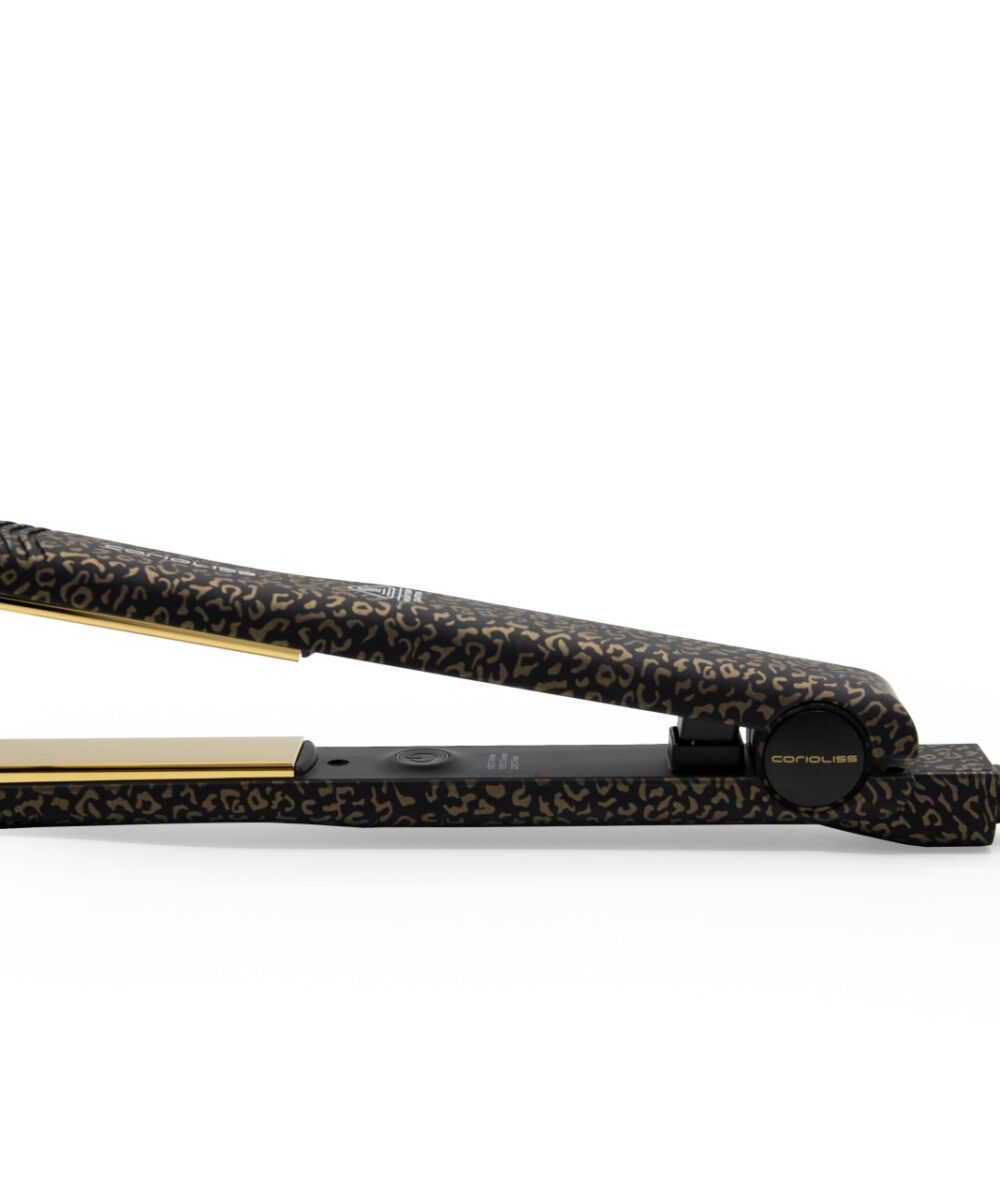 Plancha Corioliss C-Style Gold Leopard Soft Touch – diseño elegante y resultados brillantes