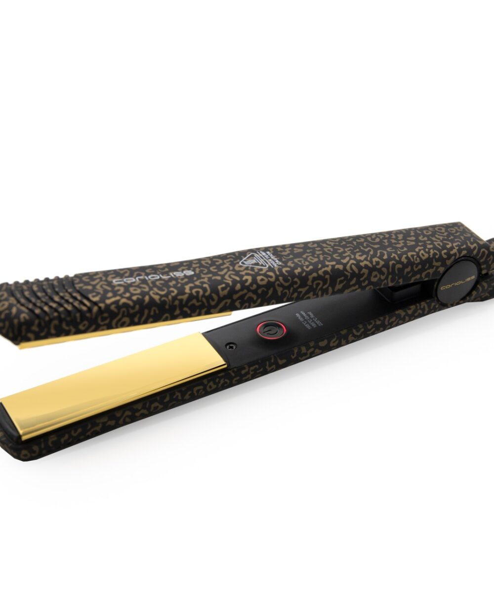 Plancha Corioliss C-Style Gold Leopard Soft Touch – diseño elegante y resultados brillantes
