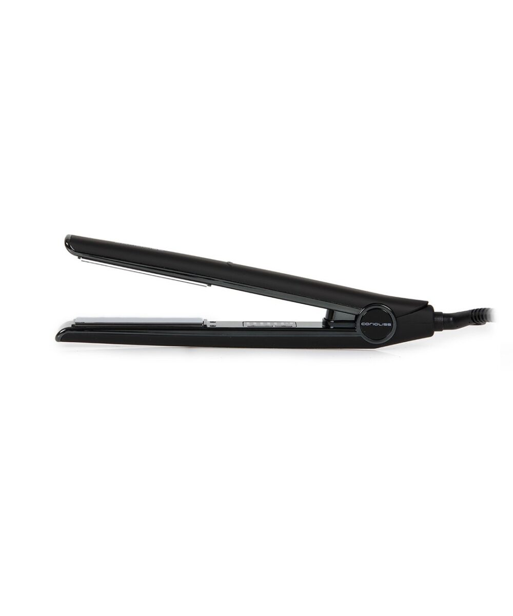 Plancha de Pelo C1 Black Soft Touch Copper Corioliss – plancha profesional de titanio con control térmico y acabado cobre