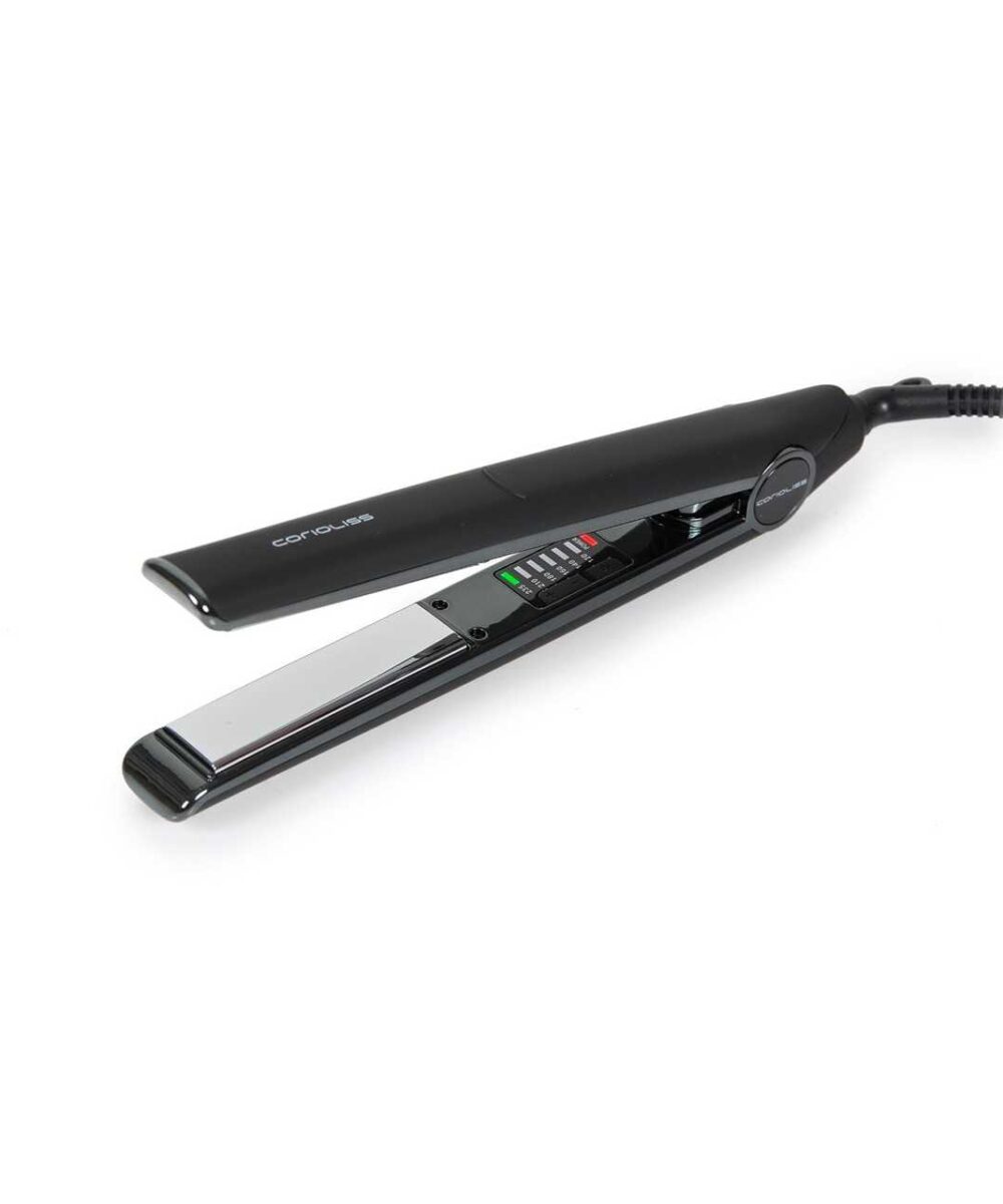 Plancha de Pelo C1 Black Soft Touch Copper Corioliss – plancha profesional de titanio con control térmico y acabado cobre