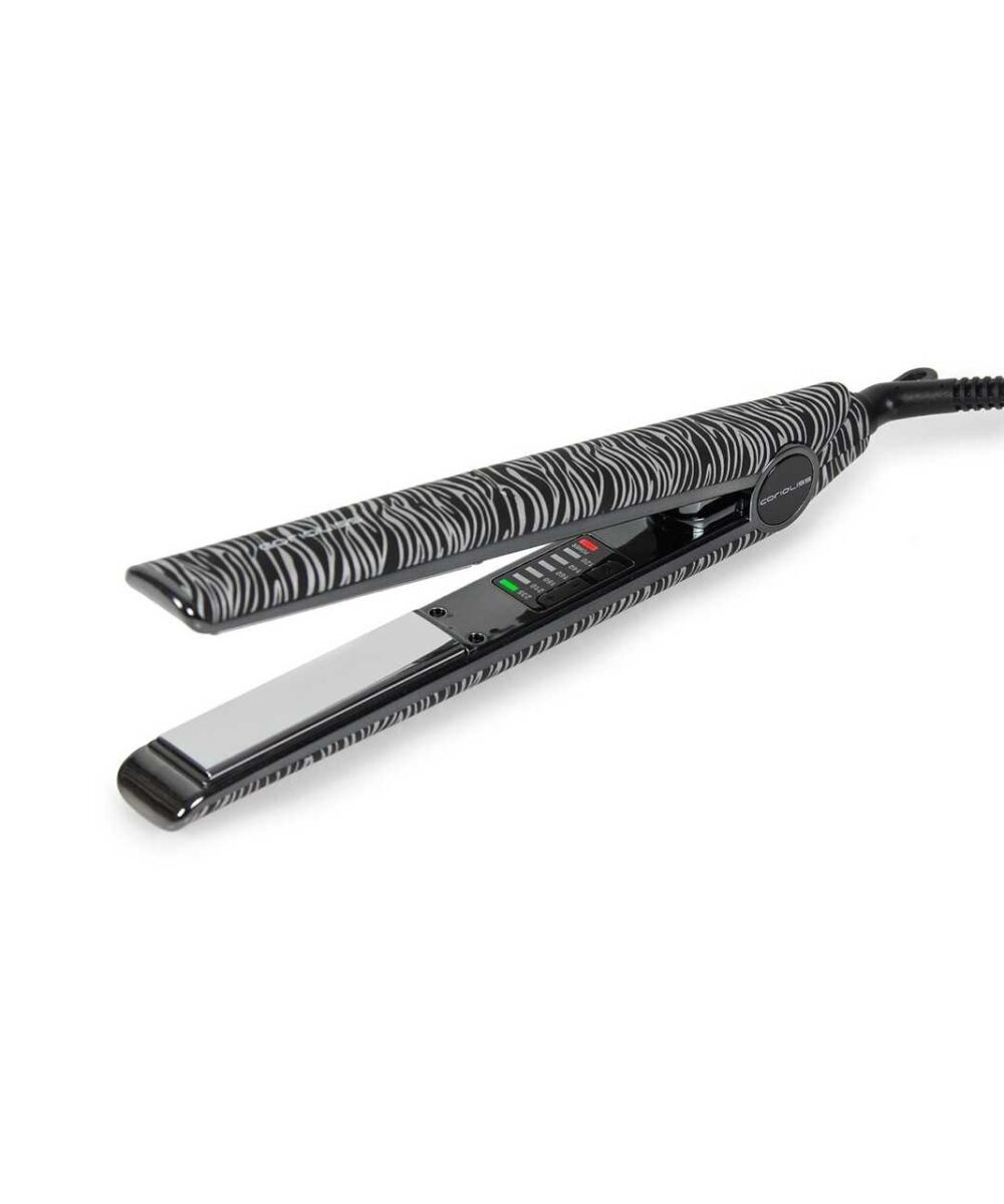 Plancha de Pelo C1 Silver Zebra Soft Touch Corioliss – plancha profesional de titanio con control térmico y diseño elegante