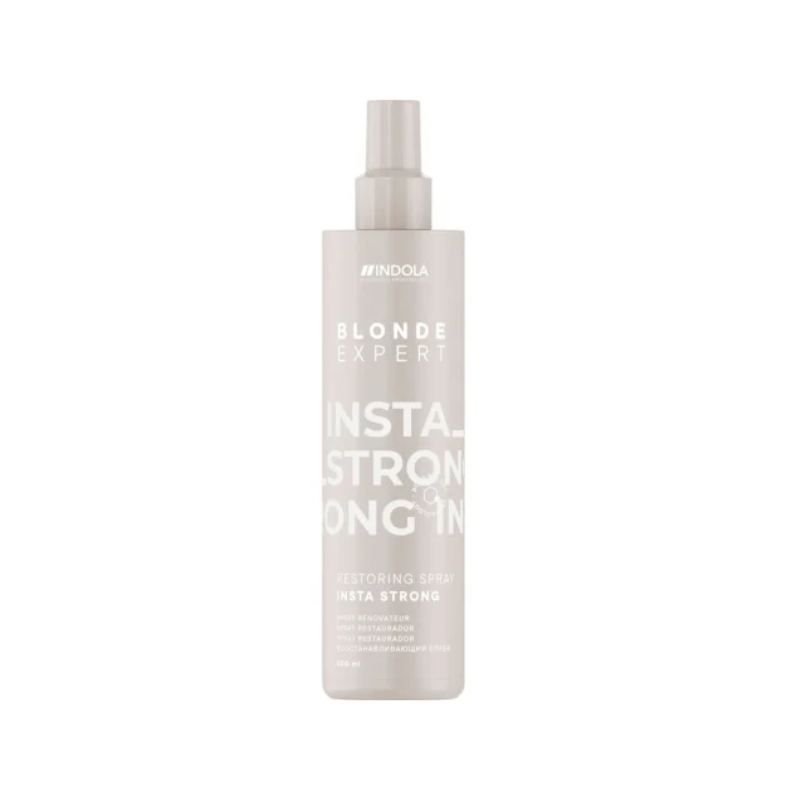 Spray restaurador Blonde Expert Insta Strong Indola 300 ml – tratamiento fortalecedor para cabellos rubios