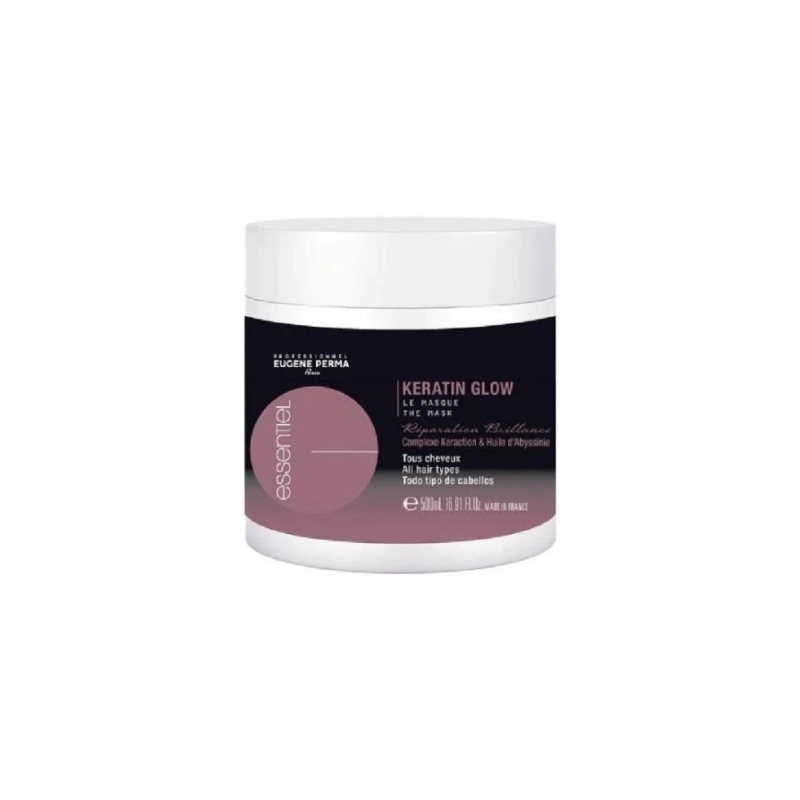 Mascarilla Keratin Glow Essentiel Eugène Perma 500 ml – tratamiento profesional con queratina para brillo y suavidad intensa