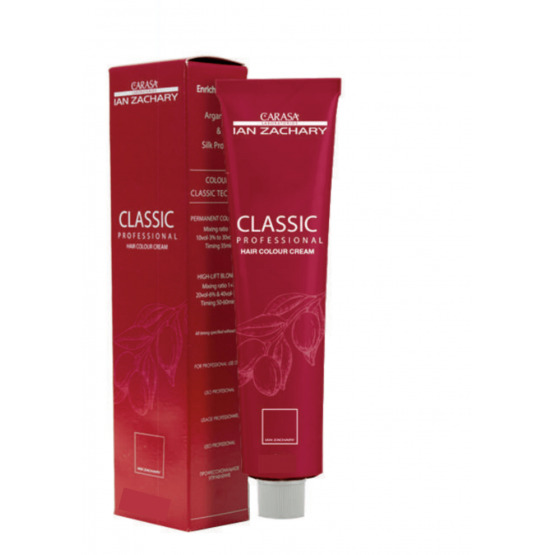 Tintes Ian Zachary de Carasa Professional en tubo 100ml, coloración capilar profesional con alta cobertura y tonos intensos.