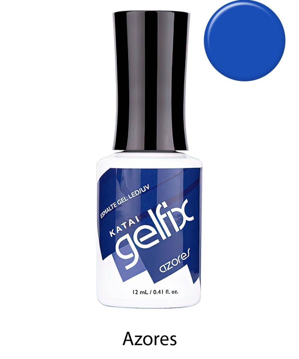 Esmalte semipermanente de uñas Azores Gelfix Katai, color intenso y duradero con acabado profesional brillante para manicura perfecta.