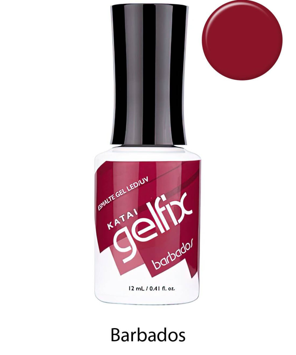 Esmalte semipermanente de uñas Barbados Gelfix Katai, color vibrante y duradero con acabado profesional brillante.