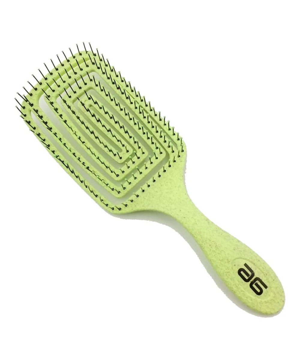 Cepillo eco biodegradable pala cuadrada grande verde Asuer – cepillo profesional sostenible para desenredar el cabello