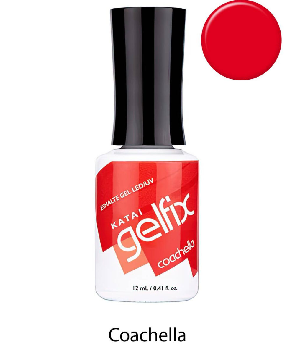 Esmalte semipermanente de uñas Coachella Gelfix Katai, esmalte profesional de larga duración con color vibrante y acabado brillante.