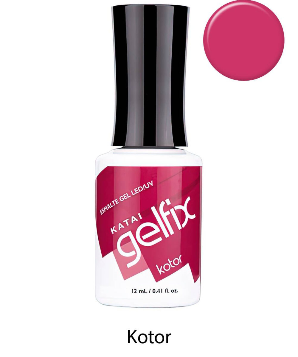 Esmalte semipermanente de uñas Kotor Gelfix Katai, esmalte profesional de larga duración con color intenso y acabado brillante.