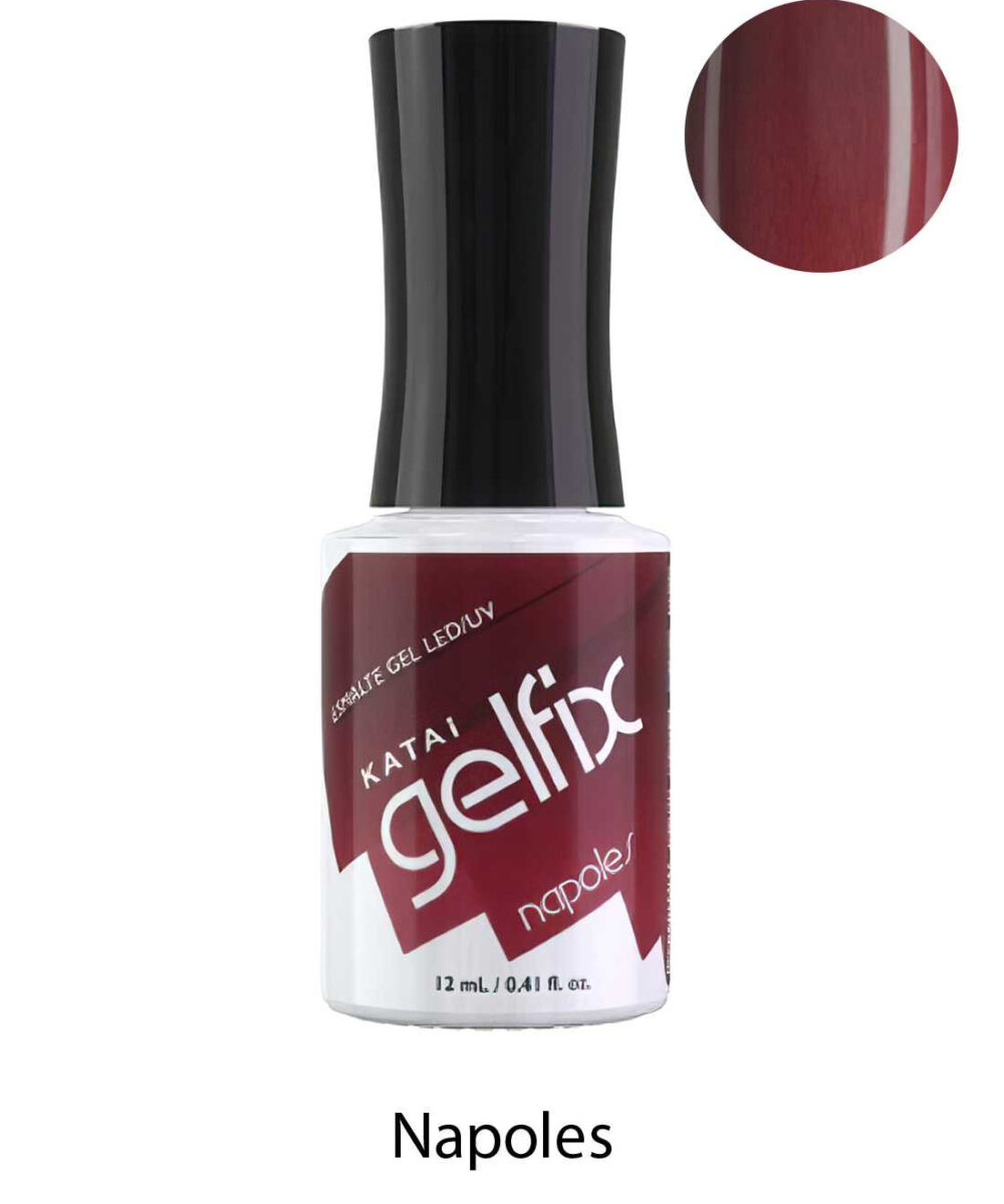 Esmalte semipermanente de uñas Nápoles Gelfix Katai, esmalte profesional duradero con color intenso y acabado brillante.