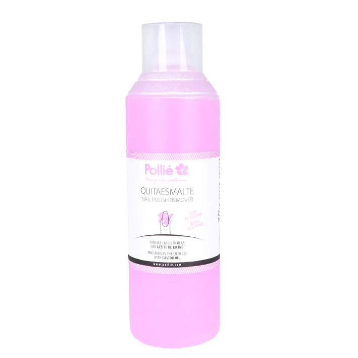 Quitaesmalte con aceite de ricino Pollié 1000 ml – removedor profesional que nutre y fortalece las uñas