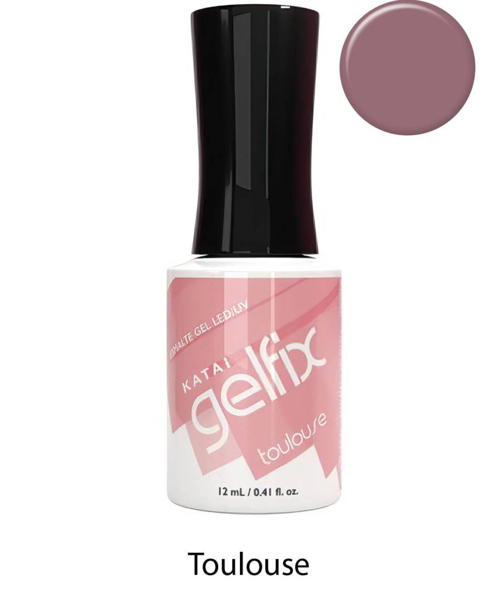 Esmalte semipermanente de uñas Toulouse Gelfix Katai, color vibrante y duradero con acabado profesional brillante.