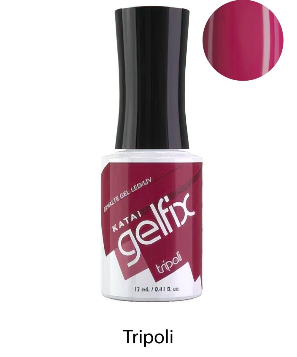 Esmalte semipermanente de uñas Trípoli Gelfix Katai, color vibrante y duradero con acabado profesional brillante.
