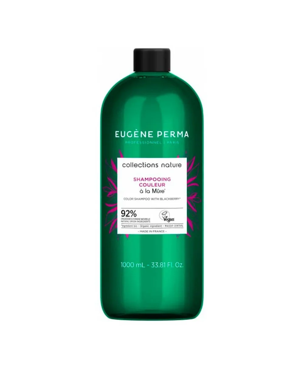 Champú protector de color Eugène Perma Nature 1000ml, tratamiento profesional con ingredientes naturales que prolonga la intensidad del tinte y aporta brillo al cabello teñido.