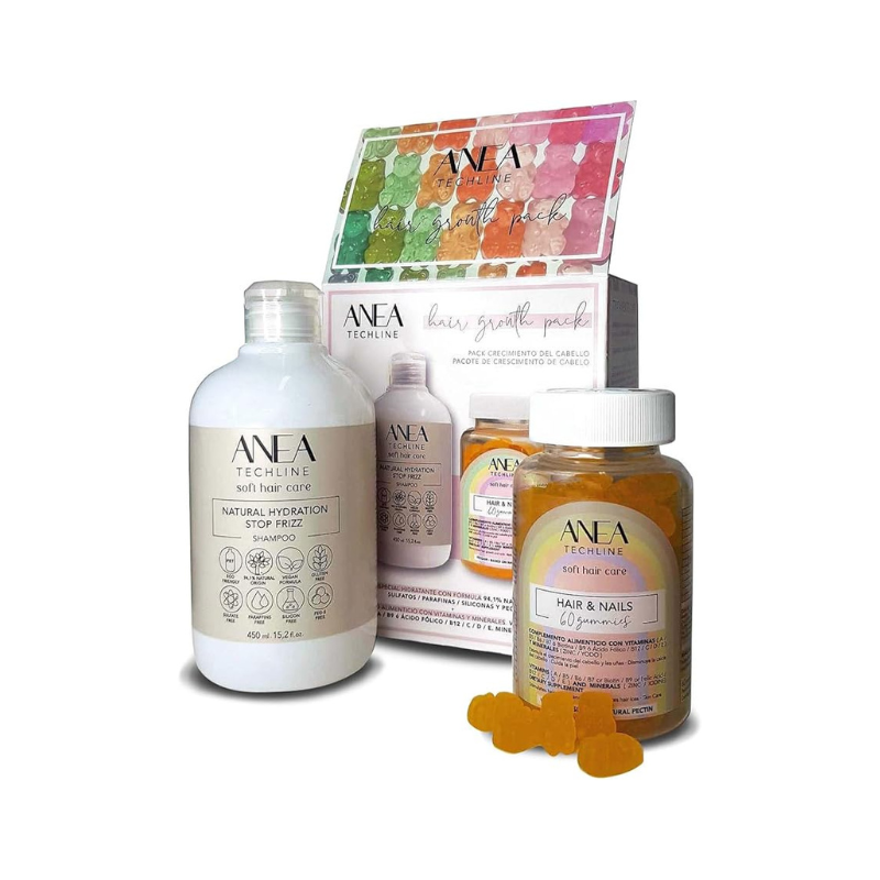 Pack Tratamiento Crecimiento de Cabello Anea – champú fortalecedor y gummies anticaída para estimular el crecimiento capilar