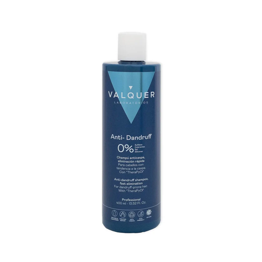 Champú Anticaspa 0% Sin Sulfatos ni Sal Valquer 400 ml – champú suave para eliminar la caspa y equilibrar el cuero cabelludo