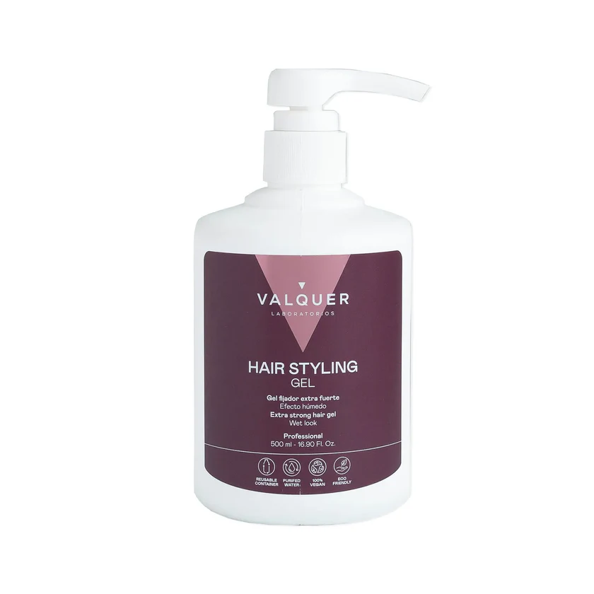 Gel capilar fijador extrafuerte Valquer 500 ml – gel profesional de fijación extrema para peinados duraderos