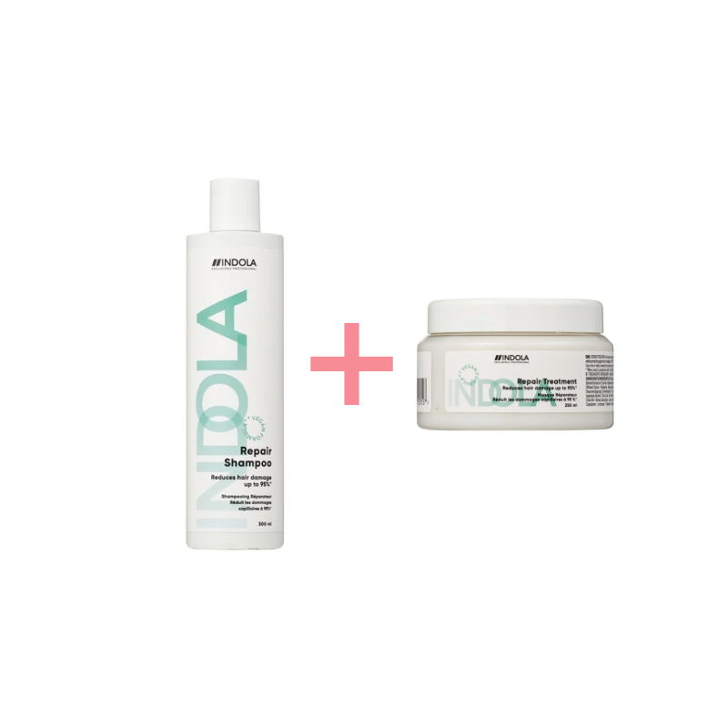 Pack Keratina Reparación Indola champú y mascarilla 550 ml – tratamiento capilar reparador con queratina
