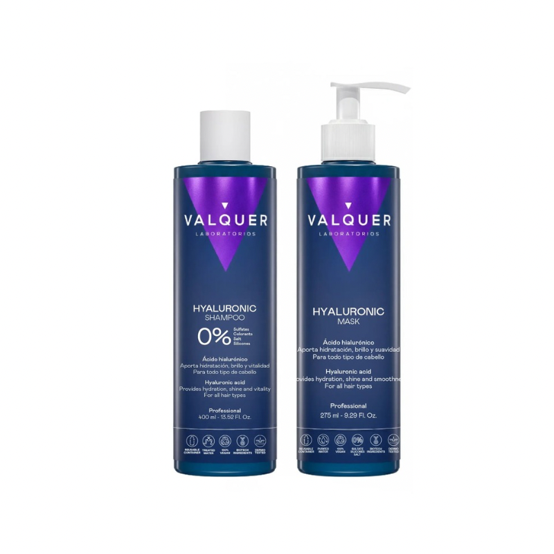 Pack Ácido Hialurónico Valquer champú y mascarilla 675 ml – tratamiento capilar hidratante profesional