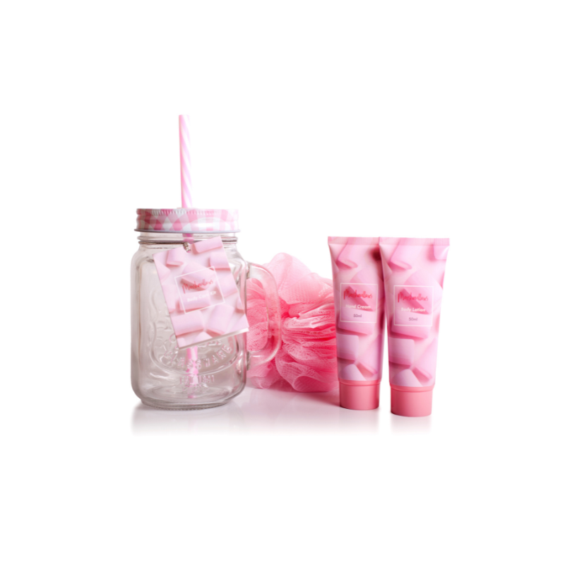 Set de Baño Pokhara jarra de cristal Nubes – kit de cuidado corporal aroma dulce y suave