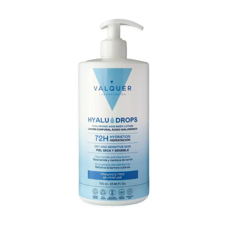 Loción Corporal Hyaludrops Sin Perfume Valquer 700 ml – loción hidratante corporal con ácido hialurónico