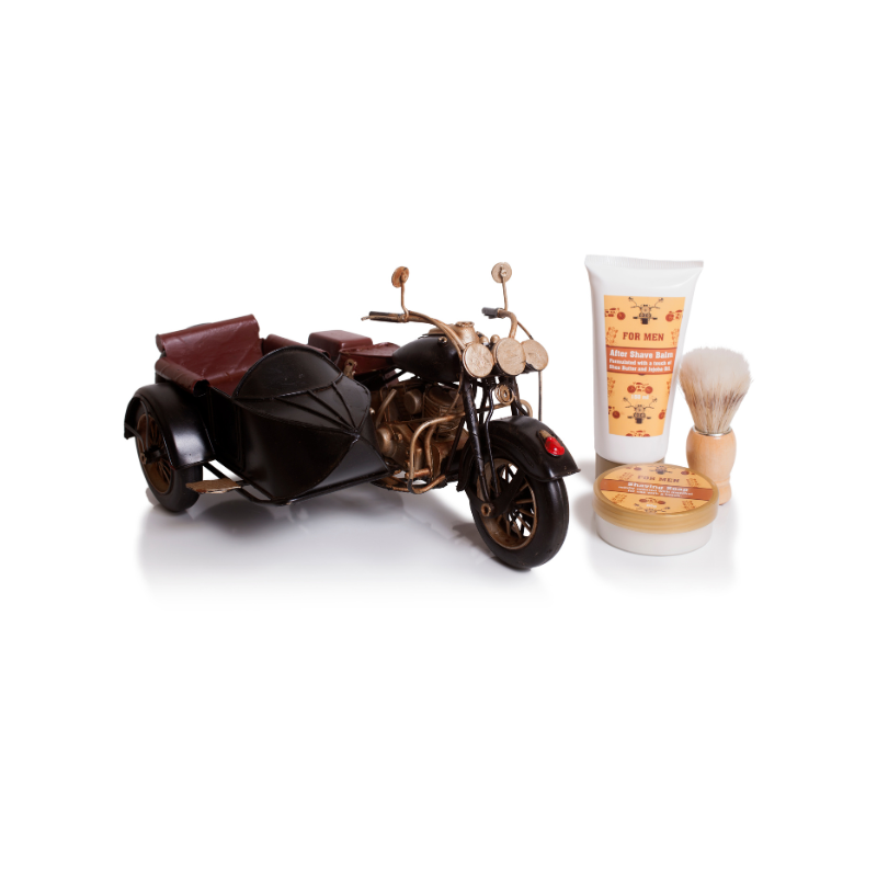 Set de Baño Pokhara moto sidecar barba mentol y cedro – kit cuidado de barba masculino