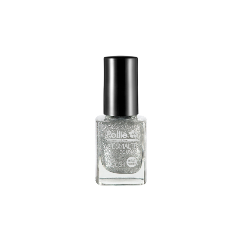 Esmalte de uñas purpurina plata Pollié ref 04084 – esmalte con brillo glitter plateado