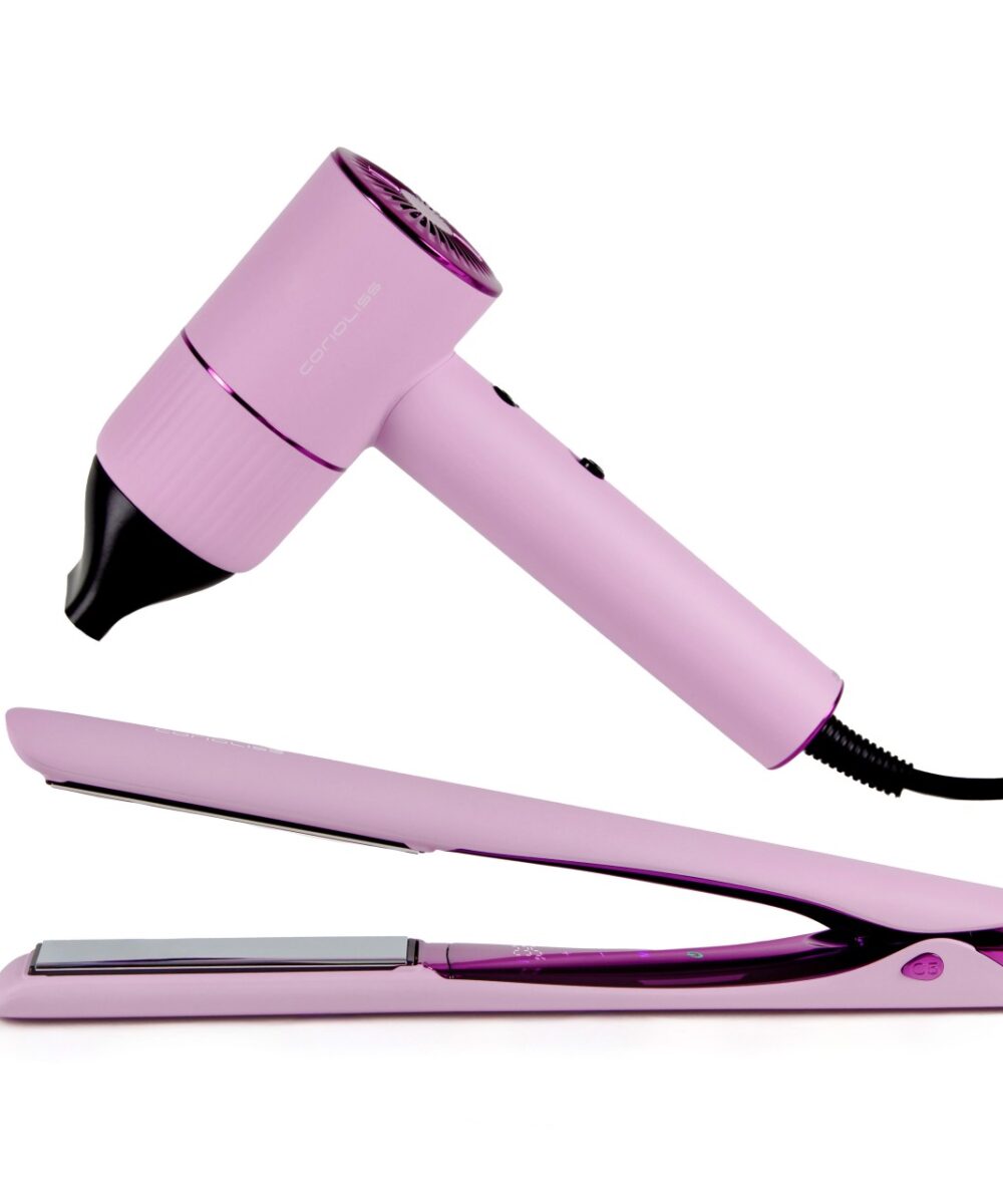 Kit plancha C5 Lilac y secador Apolo 1600W Corioliss – pack profesional de peinado
