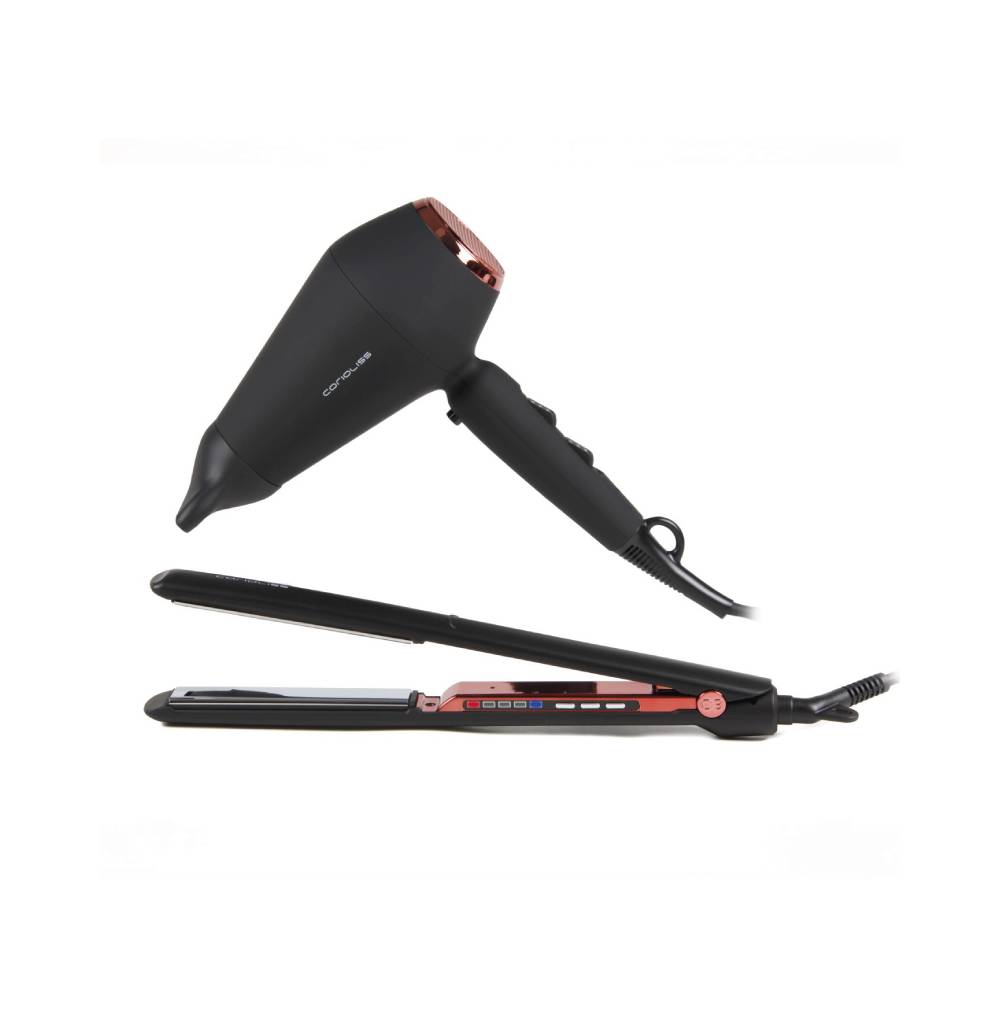 Kit plancha C3 y secador Kompactissimo Corioliss 2000W Black Copper – pack profesional de peinado