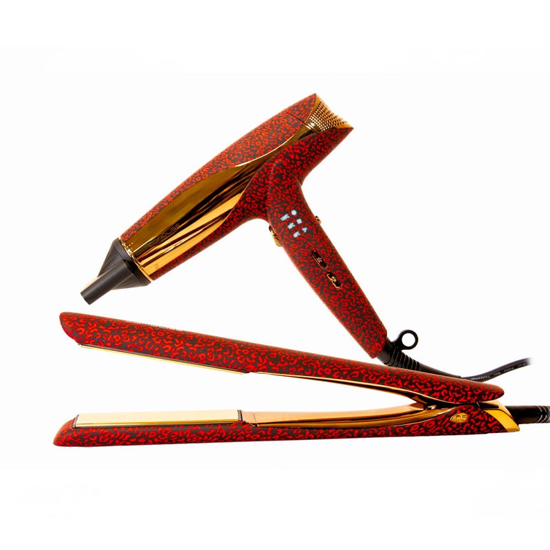 Kit plancha C5 y secador Wind 1500W Corioliss Red Leopard – pack profesional de peinado