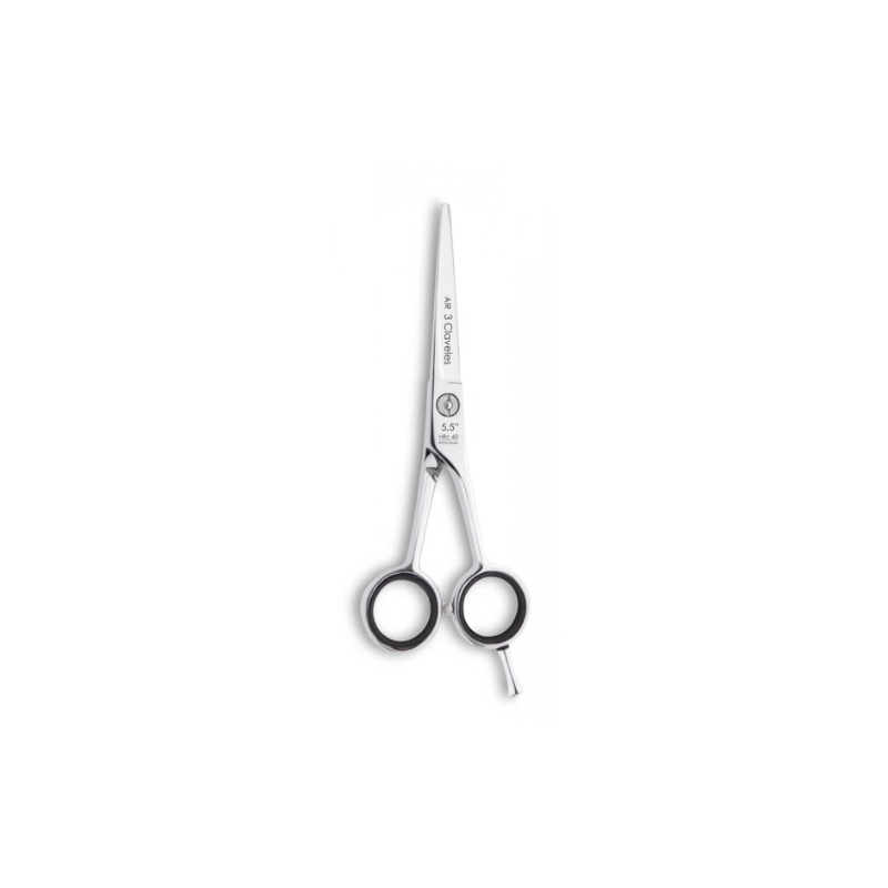 Tijera peluquería Air 5.5 filo suave 3 Claveles ref 12802 – tijera profesional ligera y precisa