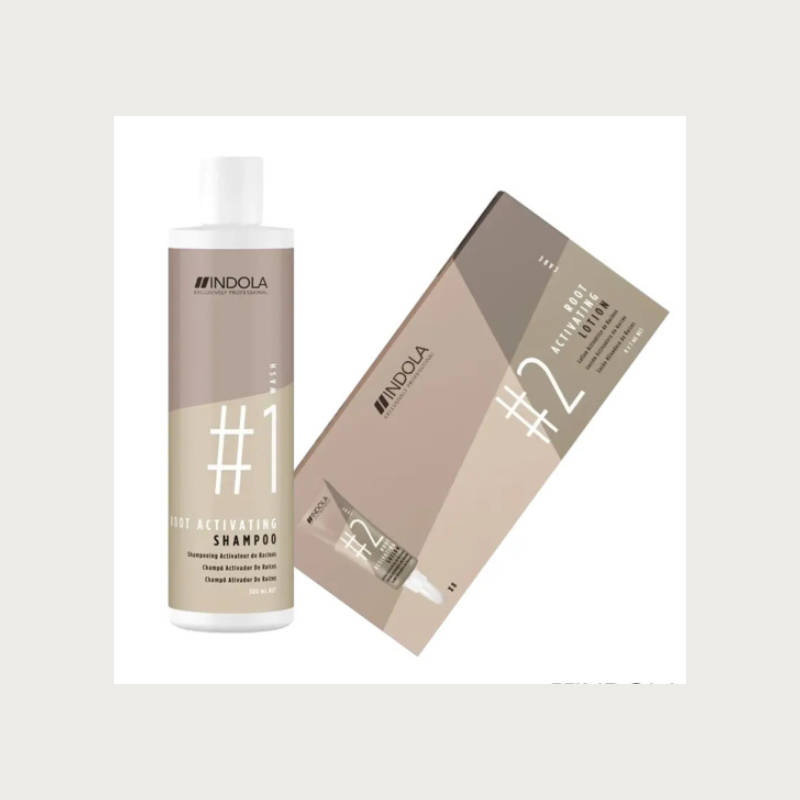 Pack anticaída Root Activating Indola – champú y loción activadora de raíces para fortalecer el cabello