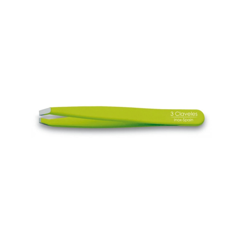 Pinza de depilar cangrejo verde acero inoxidable 3 Claveles ref 12279 – pinza profesional precisión