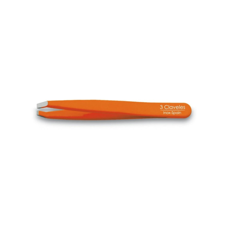 Pinza de depilar cangrejo naranja acero inoxidable 3 Claveles ref 12280 – pinza profesional precisión