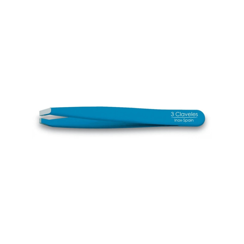 Pinza de depilar cangrejo azul acero inoxidable 3 Claveles ref 12281 – pinza profesional precisión