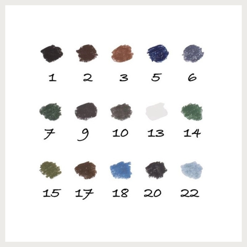 Carta de colores del Perfilador de Ojos Kajal Profesional D'Orleac con todos los tonos disponibles de alta pigmentación