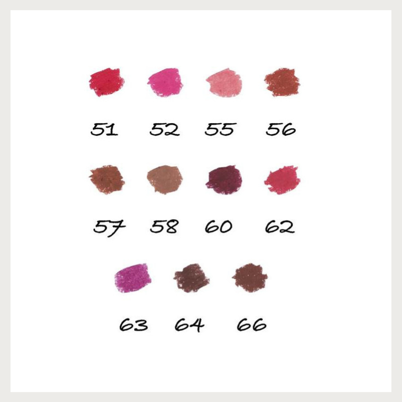 Carta de colores del Perfilador de Labios Profesional D'Orleac con todos los tonos disponibles