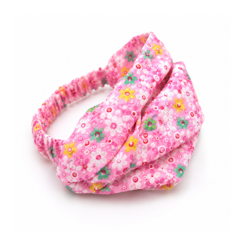Diadema turbante rosa con estampado de flores Inca Hair – diadema infantil para niña