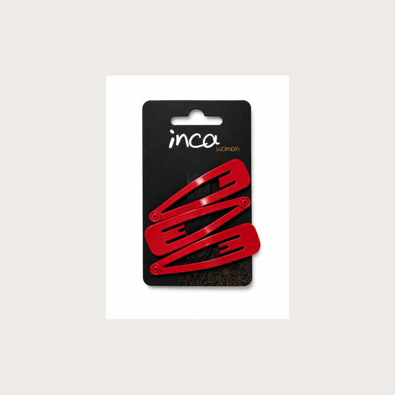 Pack 3 pinzas clip maxi rojas Inca Hair – accesorios para sujetar el cabello