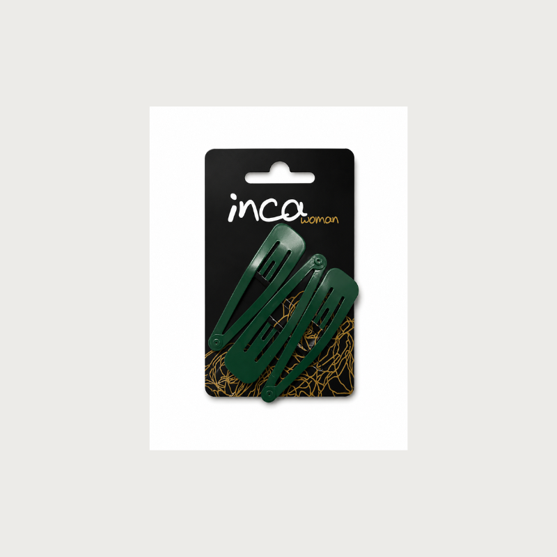 Pack 3 pinzas clip maxi verde botella Inca Hair – accesorios para sujetar el cabello