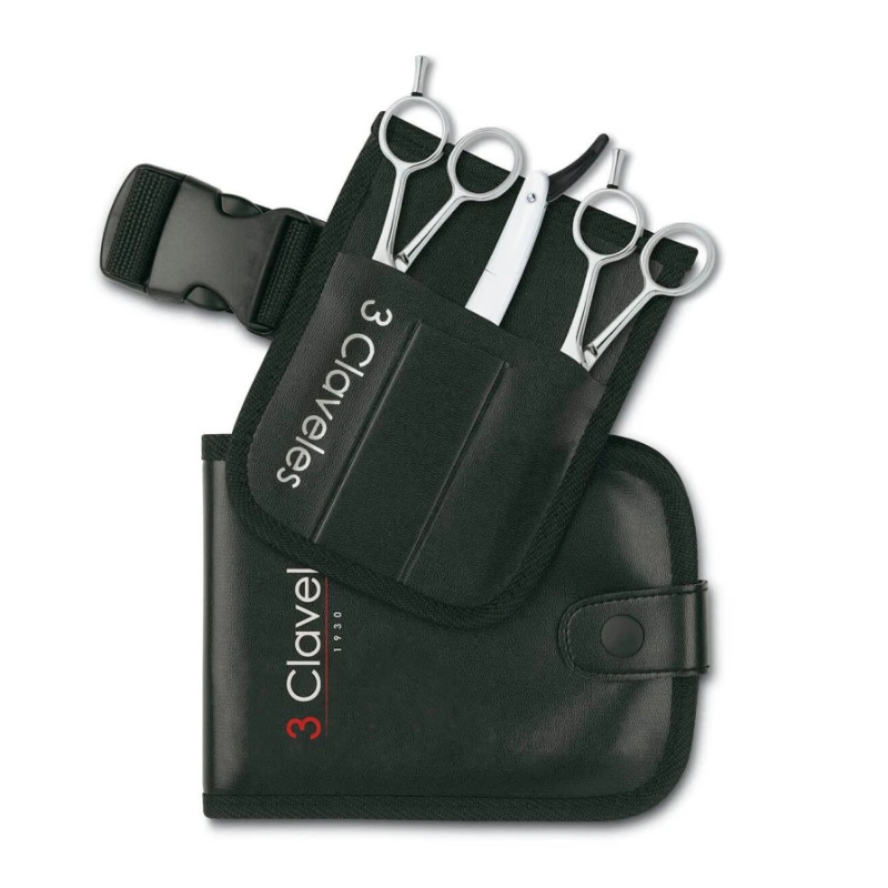 Kit de Peluquería Profesional Skool Ref. 12760 de 3 Claveles con tijeras de corte, tijera de esculpir, navaja y cuchillas