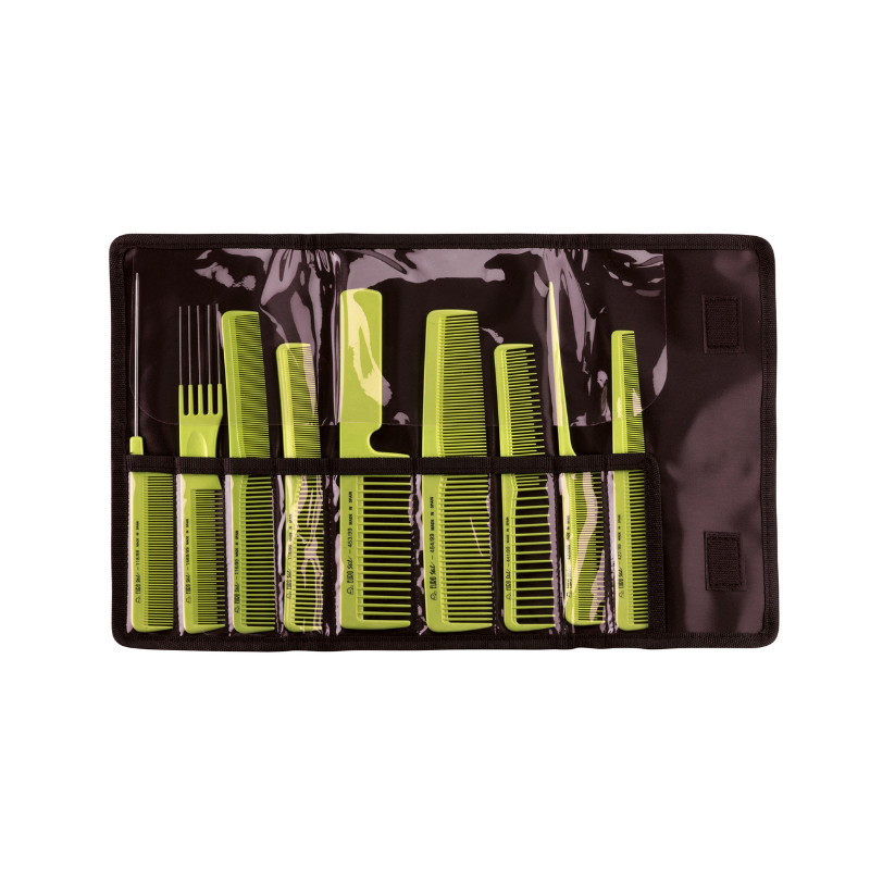 Estuche Profesional con 9 Peines de Colores Eurostil Ref. 03928/99 para peluquería y barbería