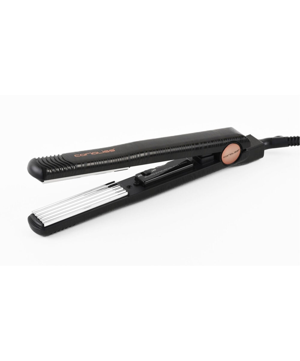 Plancha Crimper Black Zebra Corioliss – plancha profesional para ondas, volumen y efecto zigzag