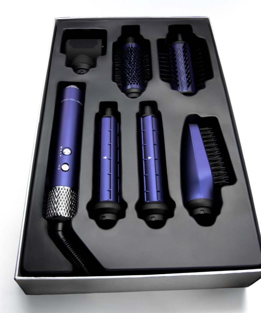 Multistyler Blue Corioliss 6 en 1 con accesorios para secar, alisar, rizar y dar volumen