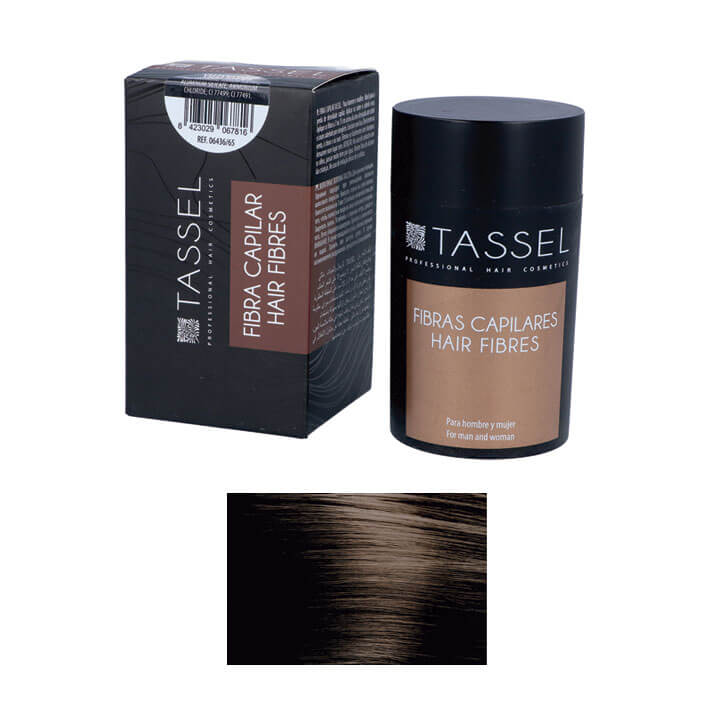 Fibra Capilar Castaño Oscuro Tassel 22 g – densificador capilar para disimular zonas con poca densidad