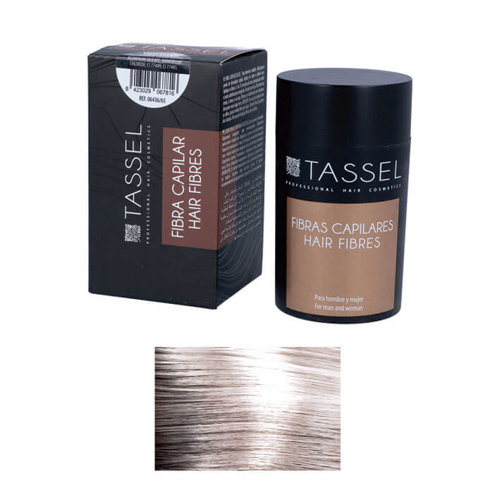 Fibra Capilar Gris Claro Tassel 22 g – densificador capilar para disimular zonas con poca densidad