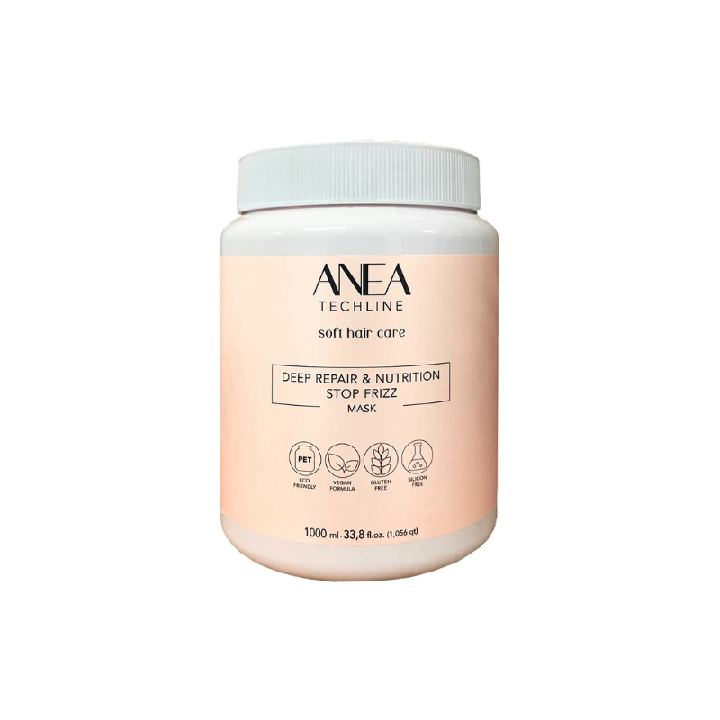 Mascarilla Reparadora y Nutritiva Antiencrespamiento Anea Techline 1000 ml para cabellos secos y dañados